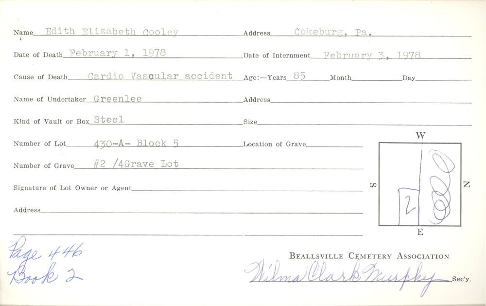 burial card